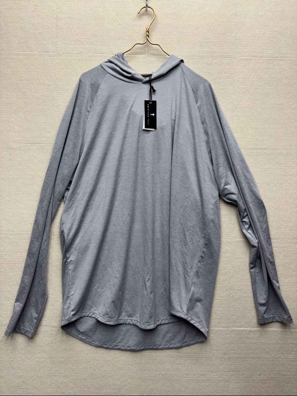 American Tall Light Gray Men’s Hooded Long-Sleeve Shirt 2XL